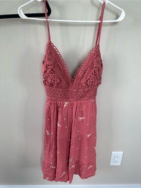 Boot Barn Dusty Rose Crochet Backless Mini Dress